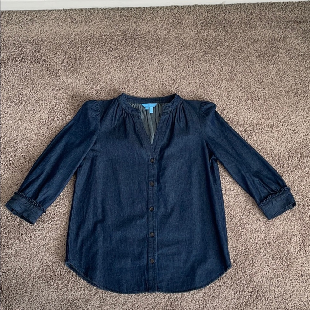 Draper James chambray button down top XS